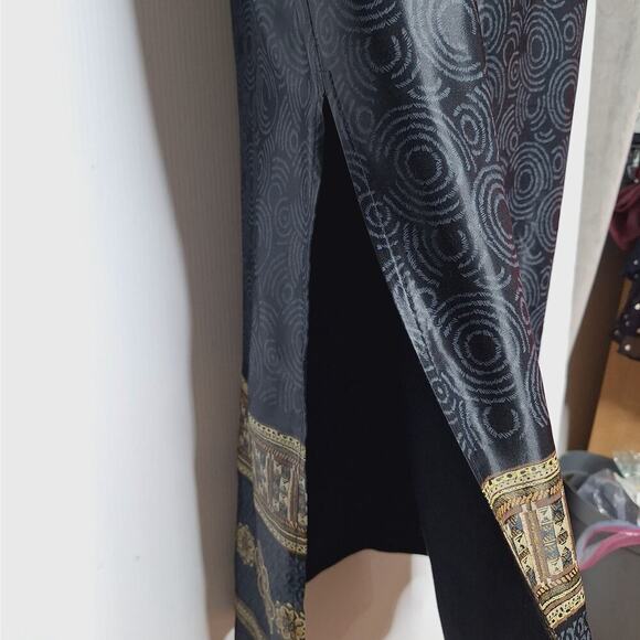 Vintage 90s Y2k All That Jazz Maxi Dress Satin Sleeveless Slit Column 7 / 8 - Picture 6 of 11